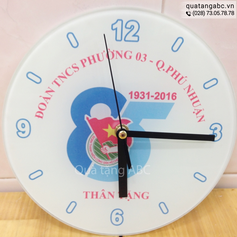 Đồng hồ quảng cáo của ĐOÀN TNCS PHƯỜNG 3 QUẬN PHÚ NHUẬN đặt in tại INLOGO