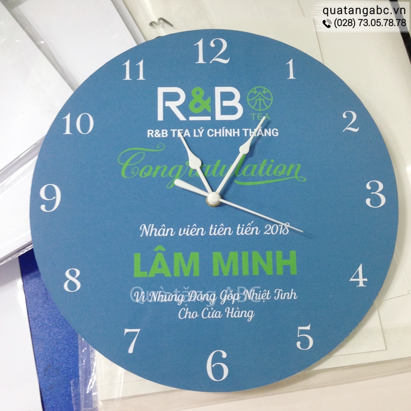 INLOGO sản xuất đồng hồ treo tường cho TRÀ SỮA R&B TEA
